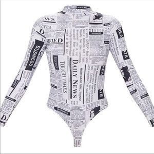 Beautiful bodysuit with newspaper detail